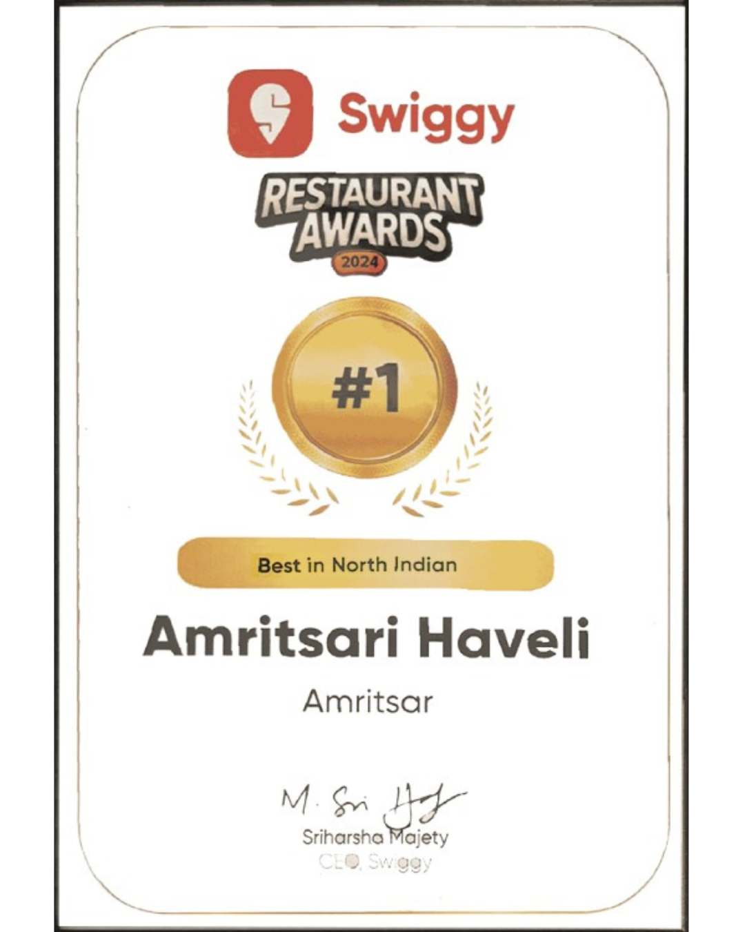 swiggy award best in north india