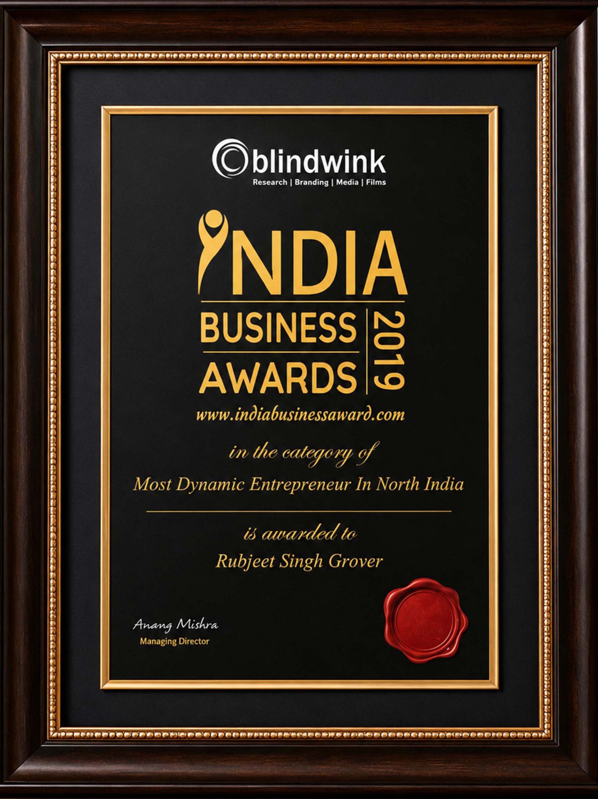 INDIA BUSINESS AWARDS 2019